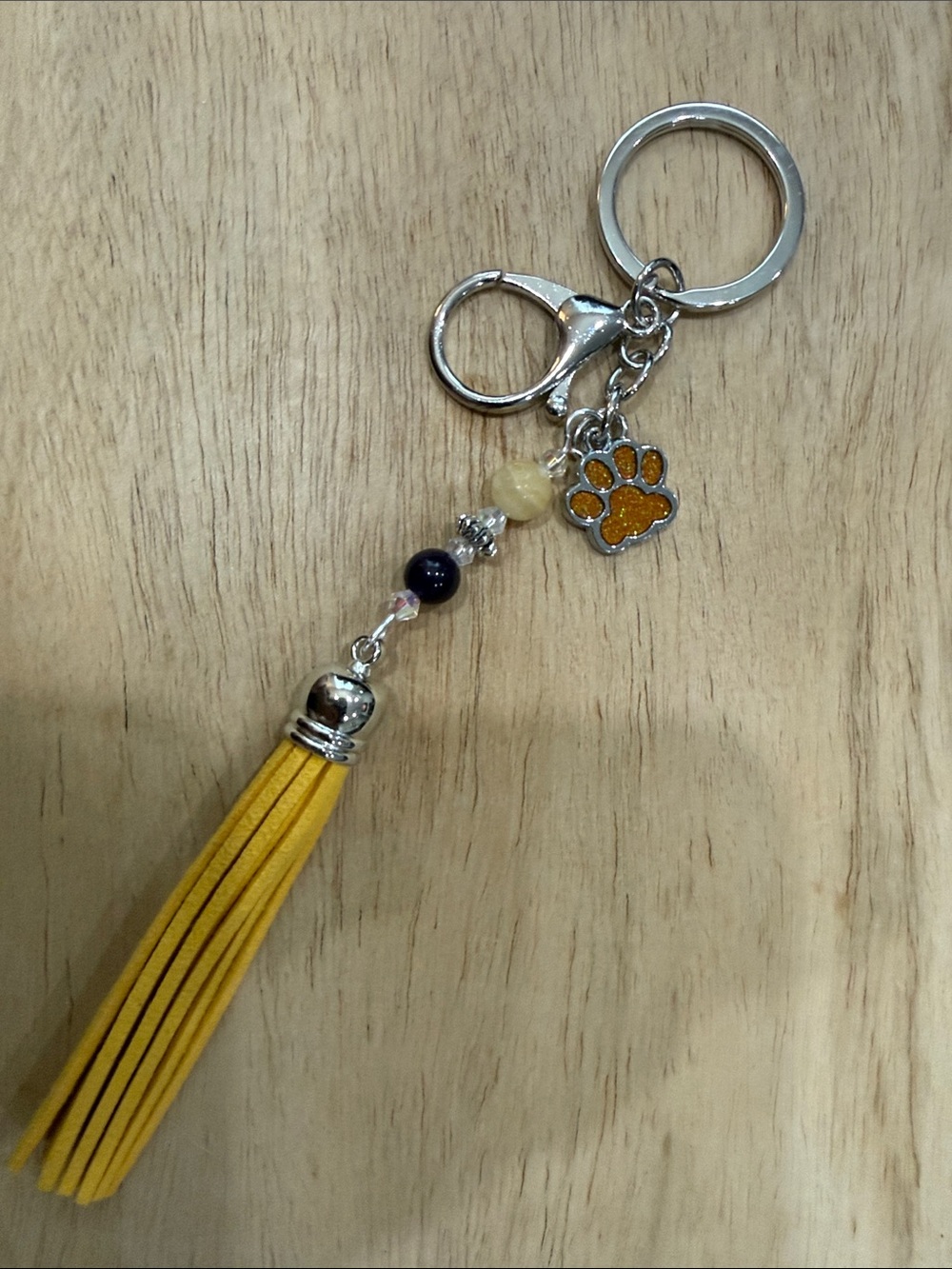 Yellow Tassel Paw Charm Key & Card Holder - Women Accessories